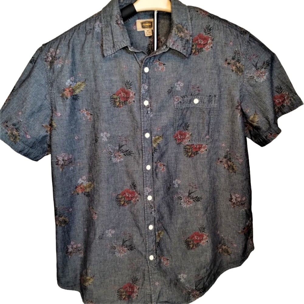 The Foundry Men's Button Up Hawaiian Floral collared shirt size 2X